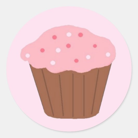 Pink Sprinkler Cupcake Runder Aufkleber (Vorderseite)