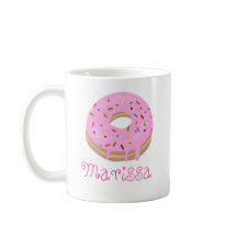 Pink Sprinklerl Donut und Name Kaffee