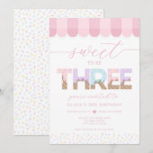 Pink Sprinkles Sweet to be 3 Ice Cream Birthday Einladung (Vorne/Hinten)