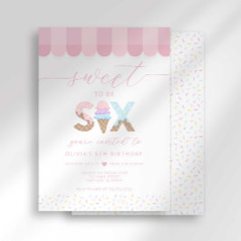 Pink Sprinkles Sweet to be 6 Ice Cream Birthday Einladung