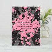 Pink Spritzer Paintball Geburtstag Einladung (Stehend Vorderseite)
