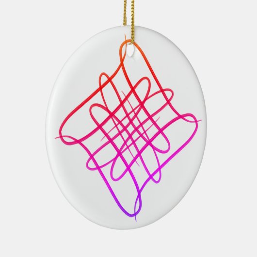 Pink Square Doodle Mandala #11 Keramik Ornament (Rechts)