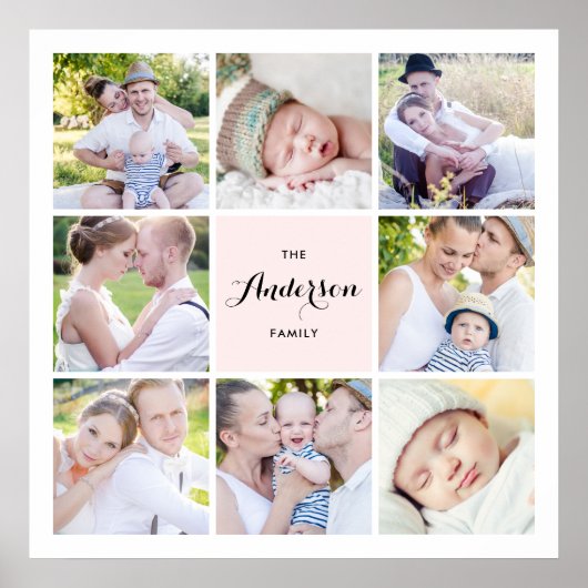 Pink Square Family Foto Collage Poster (Vorne)