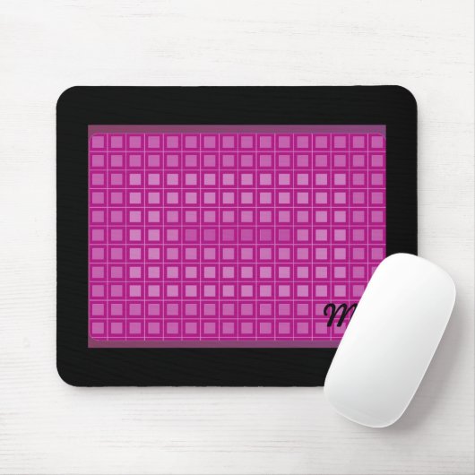 Pink Square Muster mit Initialen Mousepad (Mit Mouse)