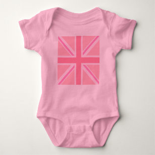 Pink Square Union Jack/Flag Baby Strampler