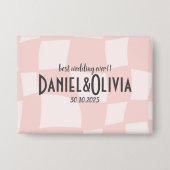 Pink Square Wedding Button (Vorderseite)