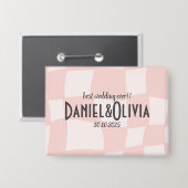 Pink Square Wedding Button (Vorderseite/Rückseite)