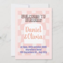 Pink Square Wedding Einladung