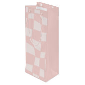 Pink Square Wedding Geschenktüte Für Weinflaschen (Rückseite Schrägansicht)
