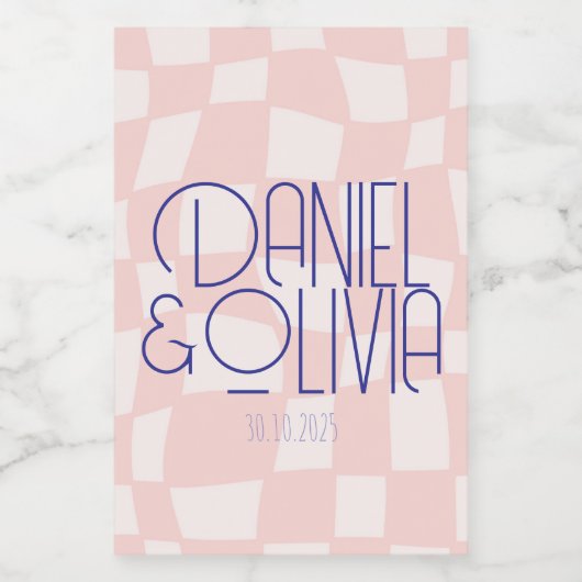 Pink Square Wedding Lebensmitteletikett (Einzelnes Label)