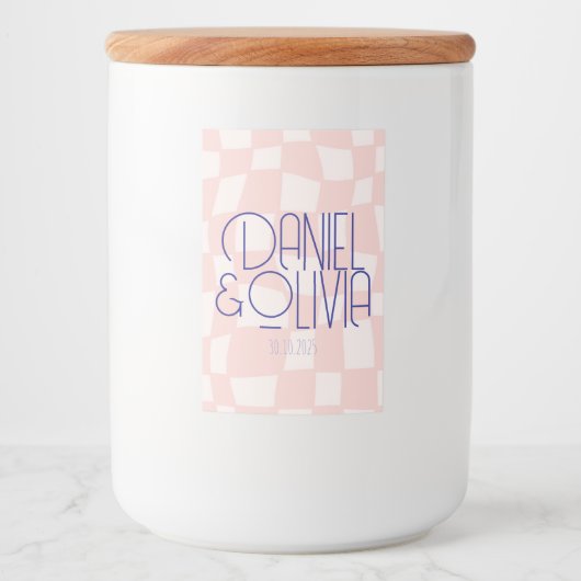 Pink Square Wedding Lebensmitteletikett (Vorderseite)