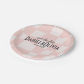 Pink Square Wedding Pappteller (Schrägansicht)