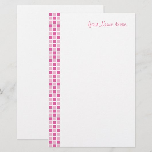 Pink Squares Muster Briefpapier (Vorne/Hinten)