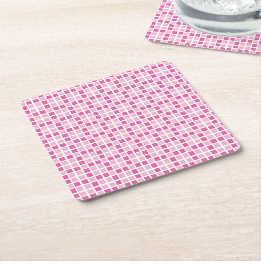 Pink Squares Muster Rechteckiger Pappuntersetzer (angewinkelt)