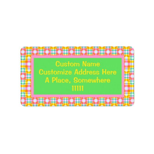 Pink Squares Spring Colors - Musteradresse Adressaufkleber (Vorne)