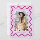 Pink Squiggg Wavy Frame Abschluss Vielen Dank Ankündigung (Vorderseite)