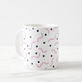 Pink Squiggles und Black Dots Memphis Muster Kaffeetasse (Vorderseite Links)