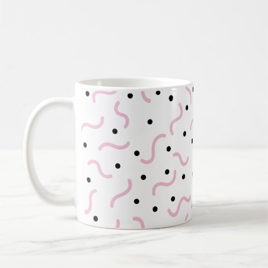 Pink Squiggles und Black Dots Memphis Muster Kaffeetasse (Links)