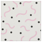 Pink Squiggles und Black Dots Memphis Muster Stoff (Nahaufnahme)