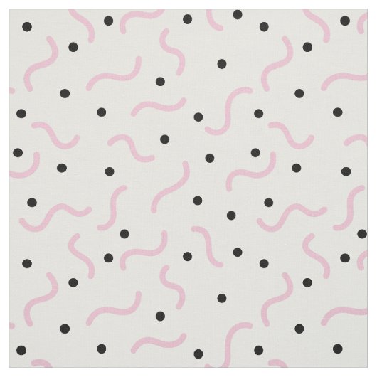 Pink Squiggles und Black Dots Memphis Muster Stoff (Muster)