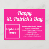 Pink St Patrick Business Holiday Postkarte (Vorderseite)