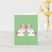 Pink Staffordshire Dogs Karte (Gelbe Blume)