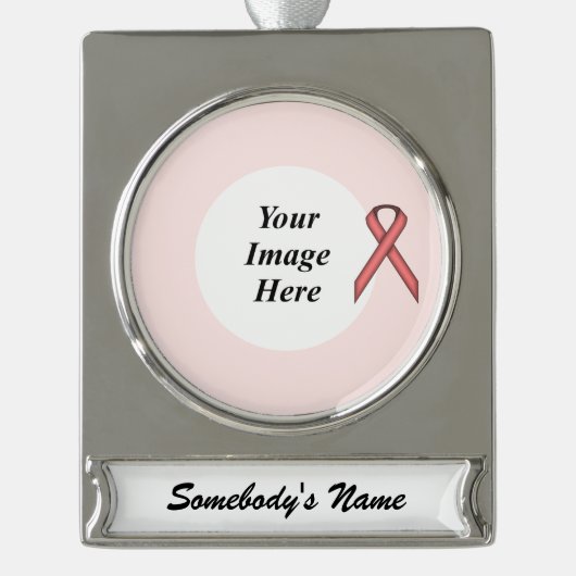 Pink Standard Ribbon Template by Kenneth Yoncich Banner-Ornament Silber (Vorderseite)