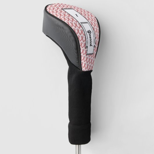Pink Standard Ribbon von Kenneth Yoncich Golf Headcover (angewinkelt)