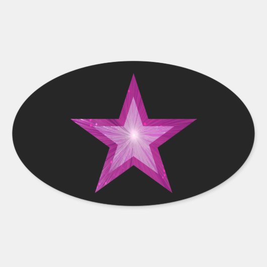 Pink Star Aufkleber oval schwarz (Vorderseite)