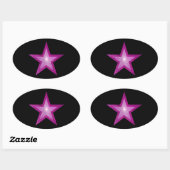 Pink Star Aufkleber oval schwarz (Blatt)