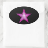 Pink Star Aufkleber oval schwarz (Tasche)