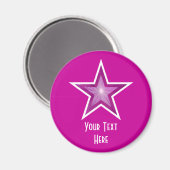 Pink Star "Dein Text" Kühlschrankmagnet pink (Vorderseite/Rückseite)