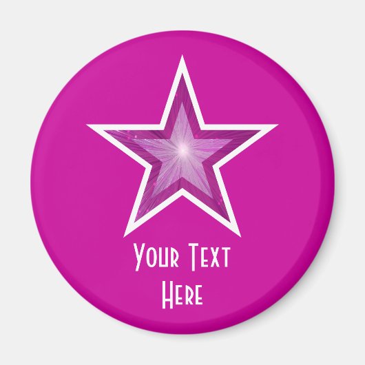 Pink Star "Dein Text" Kühlschrankmagnet pink (Vorne)