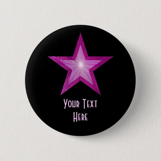 Pink Star "Dein Text"-Taste schwarz Button (Vorderseite)