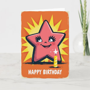 Pink Star Geburtstagskarte Karte