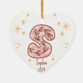 Pink Star Golden Accent Pattern Keramik Ornament (Vorne)