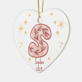 Pink Star Golden Accent Pattern Keramik Ornament (Links)