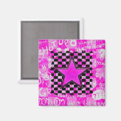 Pink Star Graffiti Magnet (Vorderseite/Rückseite)