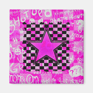 Pink Star Graffiti Magnet