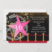 Pink Star Hollywood Red Teppich Party Einladungen (Rückseite)