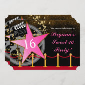 Pink Star Hollywood Red Teppich Party Einladungen (Vorne/Hinten)