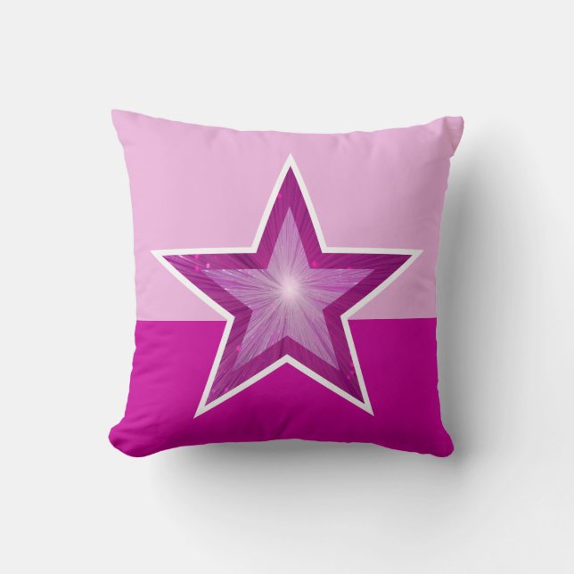 Pink Star Kissen Quadrat zwei Farbe Rosa (Vorderseite)