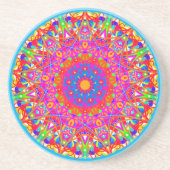 Pink Star Mandala Colorful Sandstone Untersetzer (Vorne)
