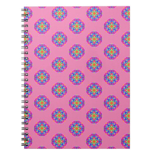 Pink Star Mandala Muster Boho Notebook Notizblock (Vorderseite)