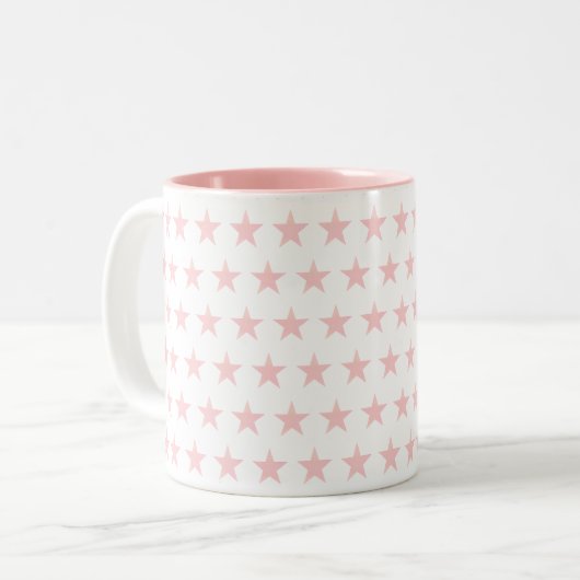 Pink Star Pattern Zweifarbige Tasse (Vorderseite Links)