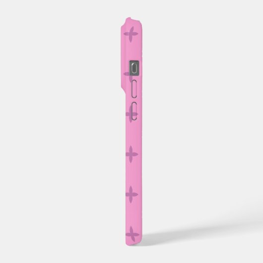 Pink Star Petal Dot Pattern iPhone Hülle (Linke Seite)