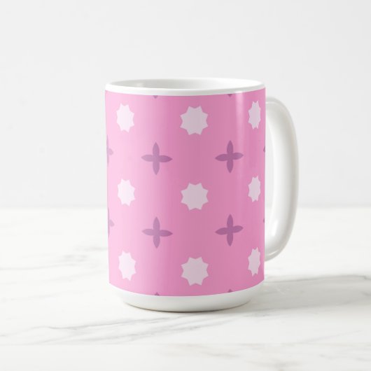 Pink Star Petal Dot Pattern Kaffeetasse (VorderseiteRechts)