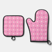 Pink Star Petal Dot Pattern Ofenhandschuh & Topflappen-Set (Vorderseite)