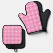 Pink Star Petal Dot Pattern Ofenhandschuh & Topflappen-Set (Vorderseite/Rückseite)