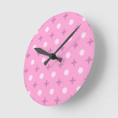 Pink Star Petal Dot Pattern Runde Wanduhr (Winkel)